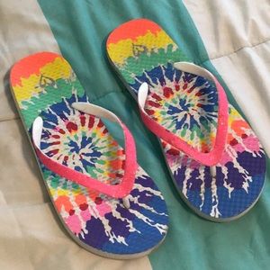 Tye dye flip flops